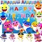 12 pcs Baby Shark Happy Birthday Party Supplies Set DOO Theme For Kids Shower and Children Birthdays Decorations Pack: 5 Balloons 5 Swirls 1 Banner 1 Background